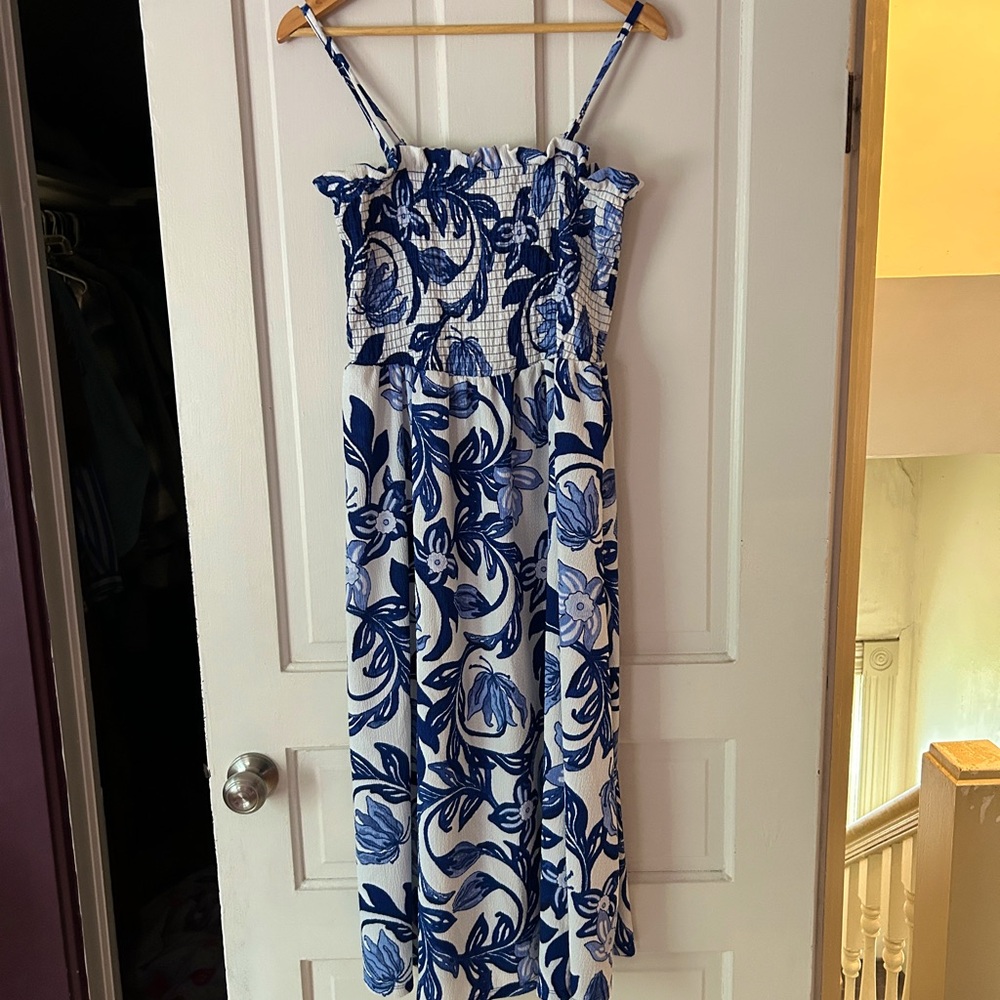H&M Blue and White Floral Dress